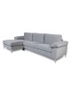 Ε966,2 ALEX Living Room Corner Sofa, Gray Velure Fabric-264x132x75cm H.80cm