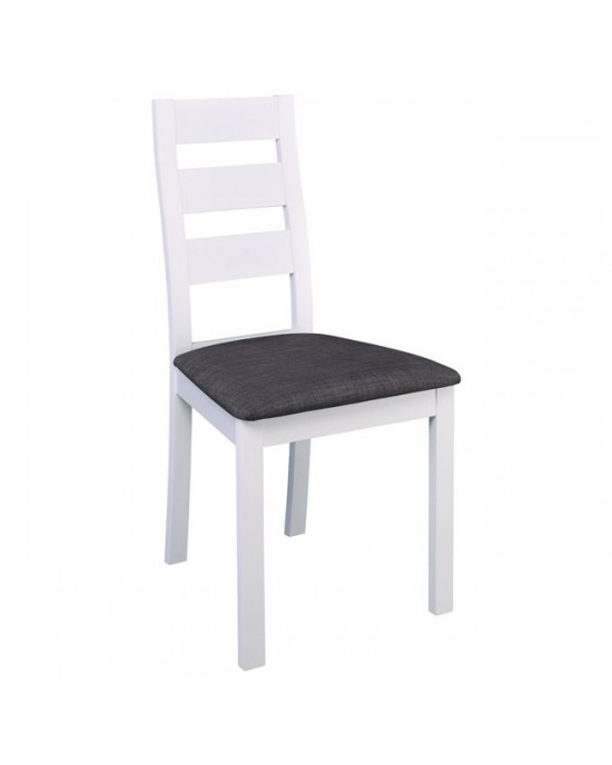 Ε782,2 MILLER Καρέκλα Οξυά Άσπρο, Ύφασμα Γκρι 1 pack / 2 pcs 45x52x97cm