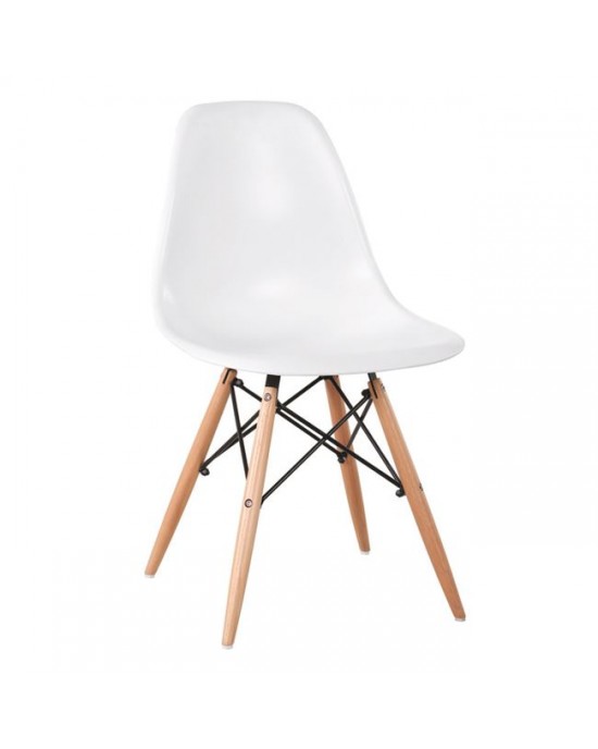 ΕΜ123,1W ART Wood Chair PP White 1 pack / 4 pcs-46x52x82cm
