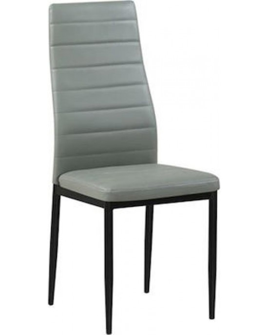 ΕΜ966Β,86 JETTA Chair Grey Pvc (Black paint) 1 pack / 6 pcs- 40x50x95cm