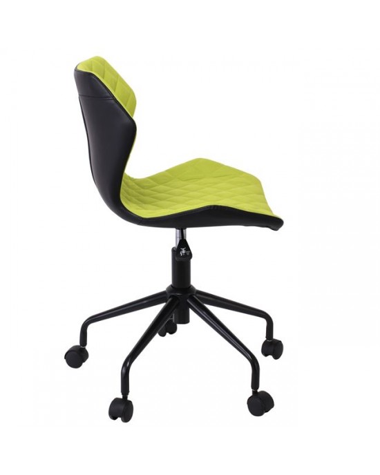 ΕΟ207,4 DAVID Office Chair Pu Black/Fabric Light Green