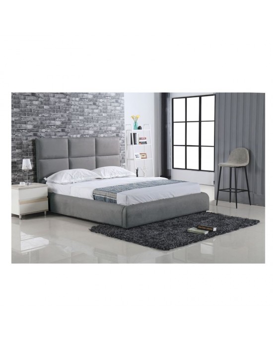 Ε8079 MAXIM Κρεβάτι Διπλό, για Στρώμα 180x200cm, Ύφασμα Γκρι-198x218x121cm
