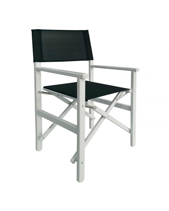 Ε2601,5 Director Armchair, Aluminium White 1.2mm, Textilene Black 1 pack / 4 pcs-54x50x88cm
