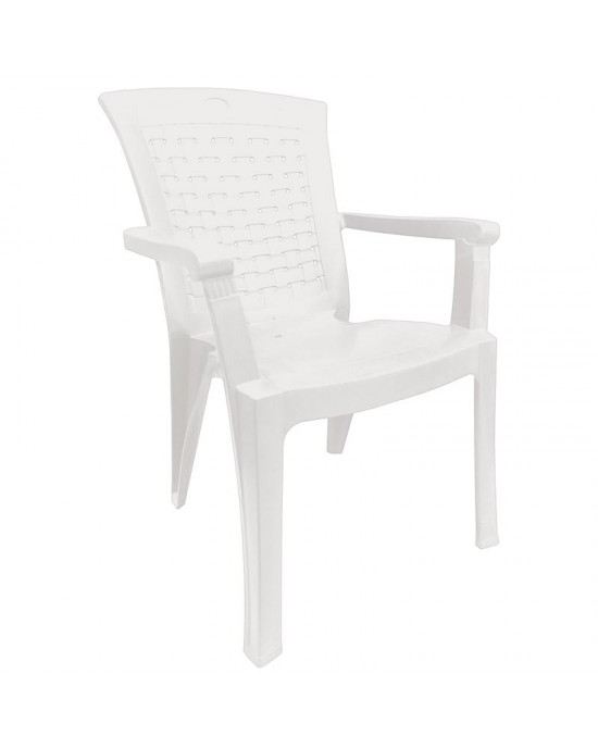 Ε397,1 VALERIA Stackable Armchair PP White (Rattan Look)  67x60x89cm