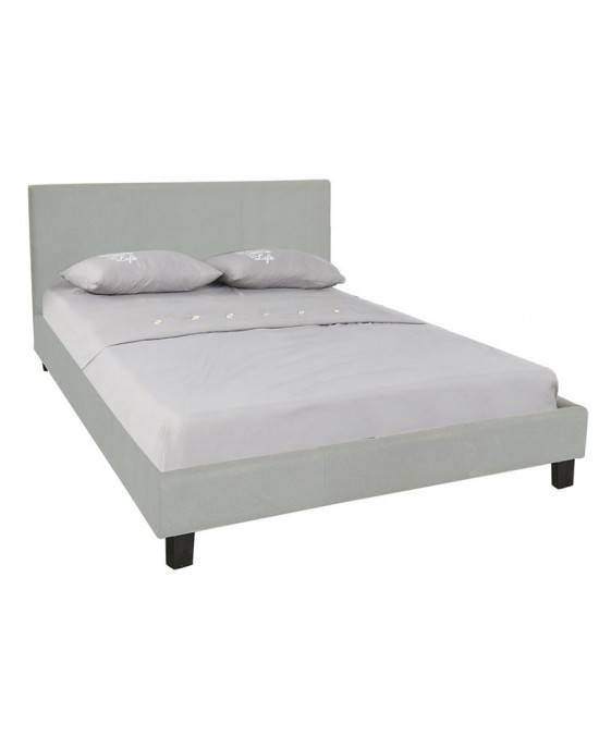 Ε8031,F1 WILTON Bed (for Mattress 140x190cm) Fabric Grey Stone