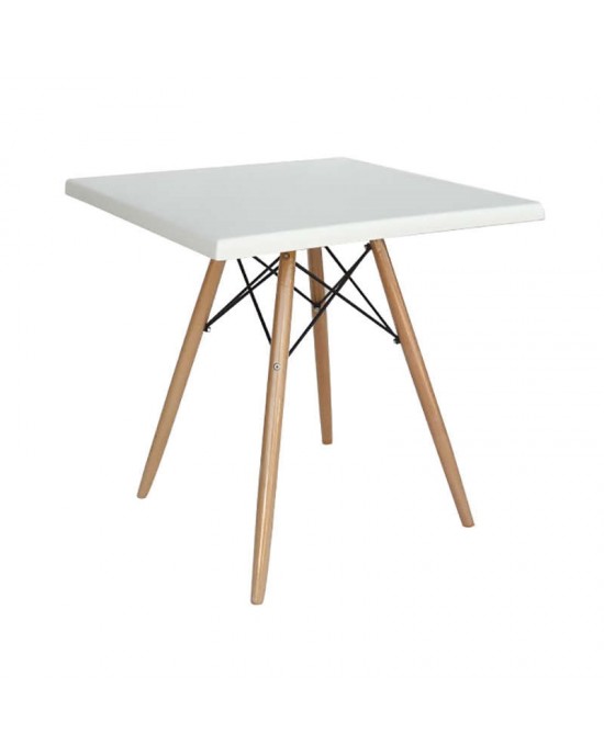 08.0015 RANDY τραπέζι 80Χ80X71εκ ξύλινα πόδια/ μέταλλο επιφάνεια werzalit λευκό