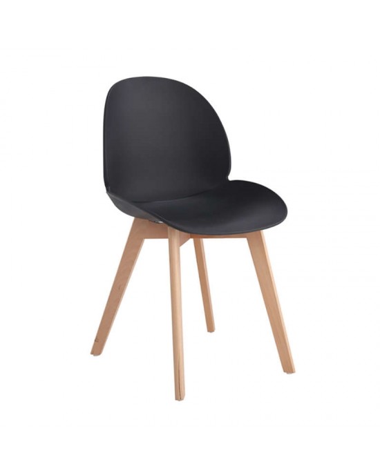 10.0079.S Wooden Dining Chair 2pcs Moris Black PP 49X56X83cm.