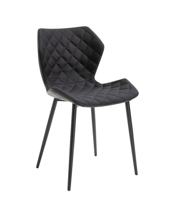 11.1574.S Dining Chair Metal 2pcs Mirka Black Fabric 48X51X85cm.