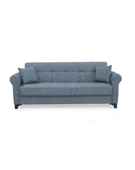 40.0130 AZUR SILVER GRAY FABRIC 3-SEAT SOFA/BED WITH STORAGE SPACE 210X80X75cm. BED. 180X100 cm.