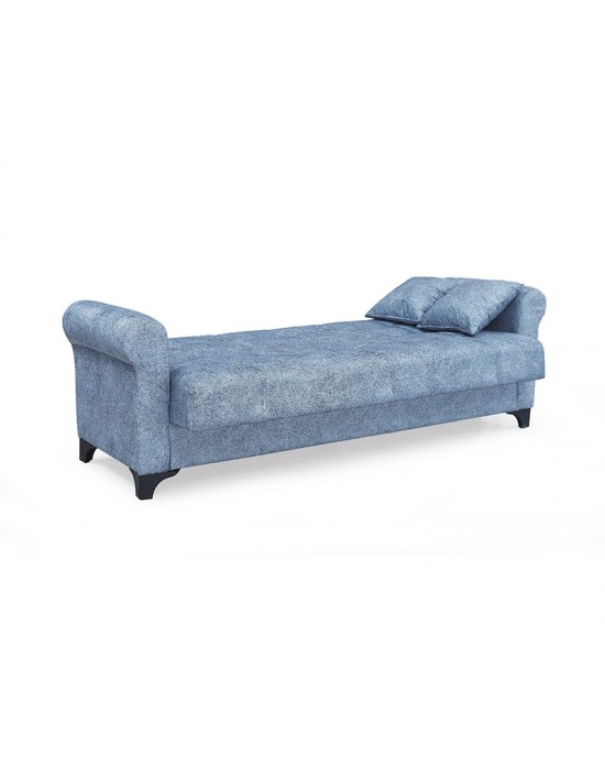 40.0117 AZUR BLUE GRAY FABRIC 3-SEAT SOFA/BED WITH STORAGE SPACE 210X80X75cm. BED.180X100