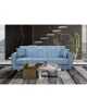 40.0119 ELVA BLUE GRAY FABRIC 3-SEAT SOFA/BED WITH STORAGE SPACE 210X80X75cm. BED. 180X100cm.