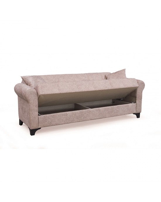 40.0118 AZUR LIGHT BROWN FABRIC 3-SEAT SOFA/BED WITH STORAGE SPACE 210X80X75cm. BED.180X100