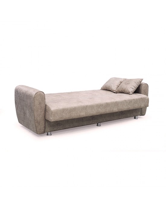 40.0127  ELVA LIGHT BROWN FABRIC 3-SEAT SOFA/BED WITH STORAGE SPACE 210X80X75cm. BED. 180X100cm